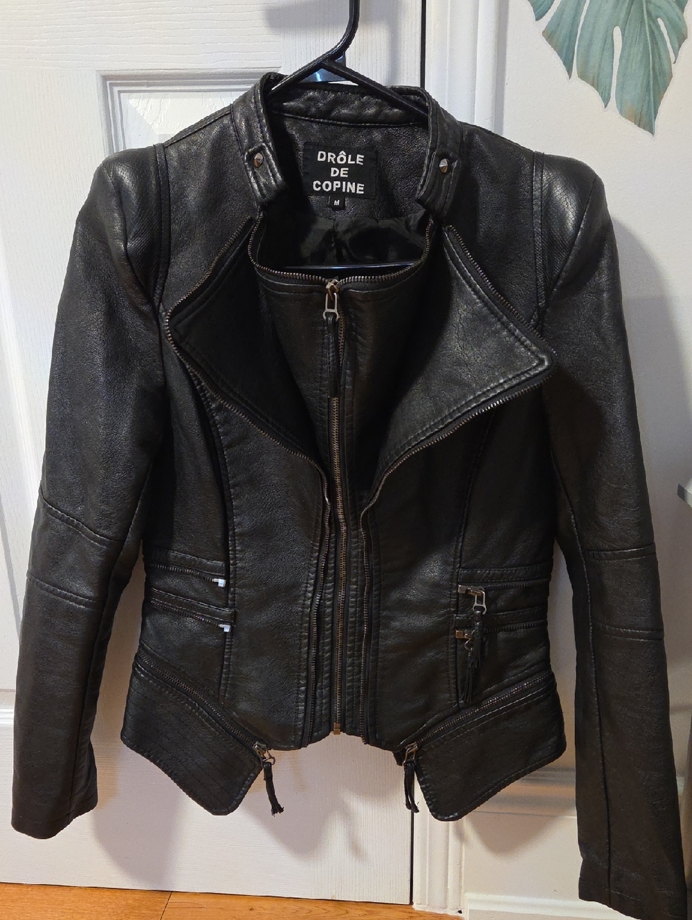 Women's Black Leather Moto Jacket